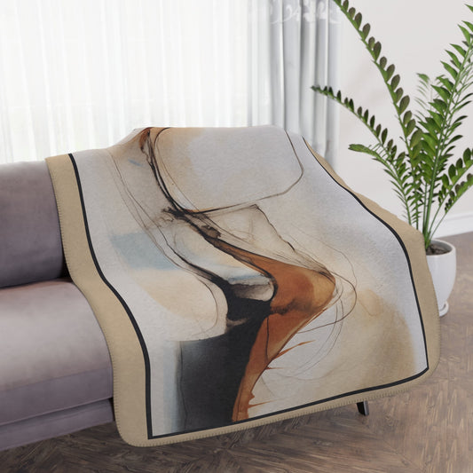 Contemporary Art Style Throw Blanket - Original Abstract Brown Tone Blanket - FlooredByArt
