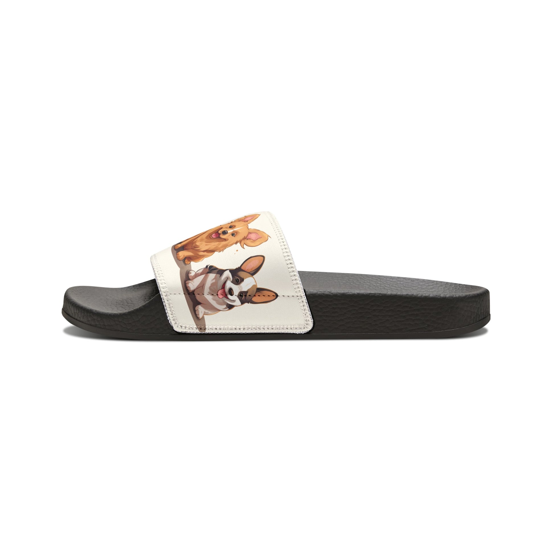 Corgi Dog Trendy Slip On Sandals, Slide Sandal Welsh Corgi, Intricate Detailed Cartoon - FlooredByArt