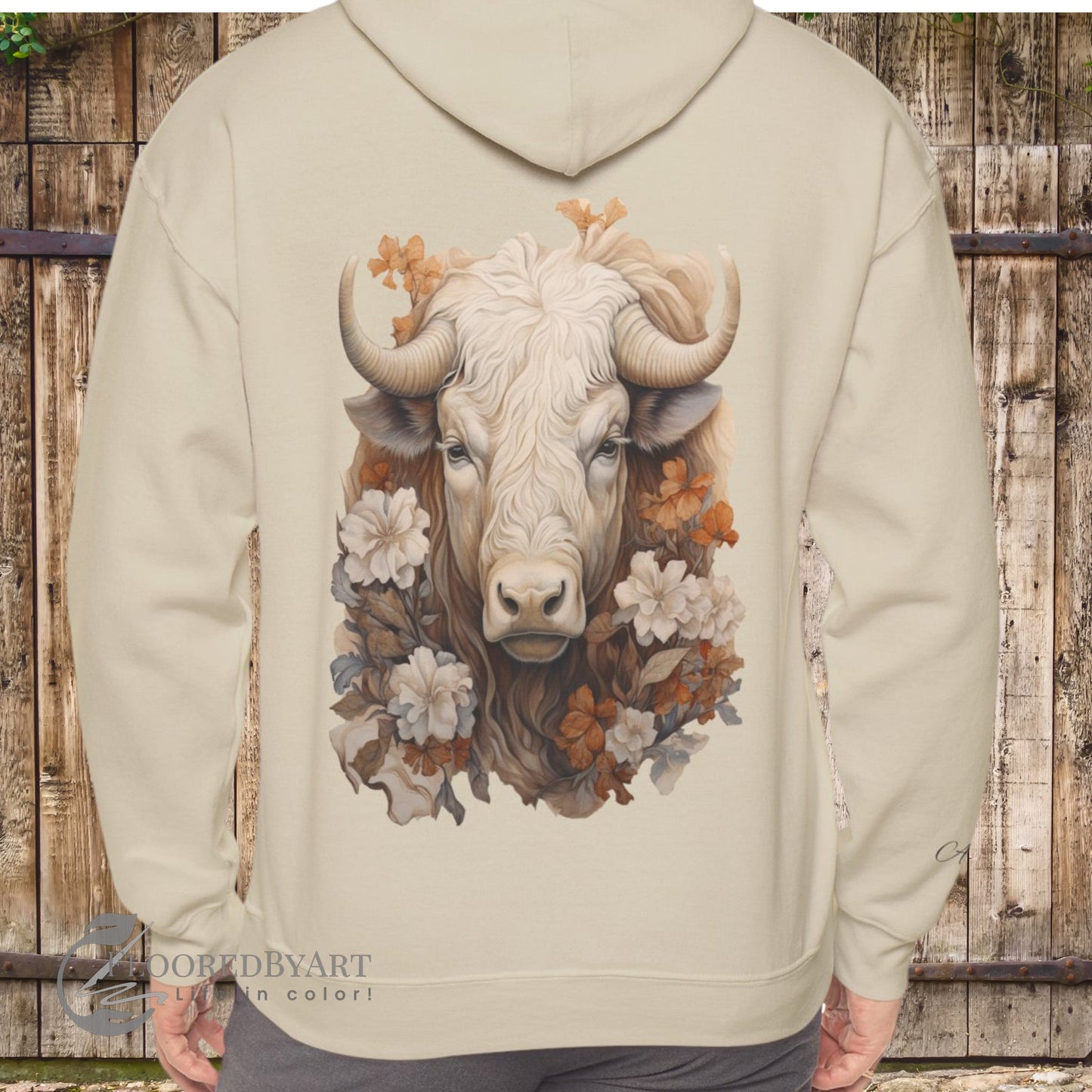 Cow Shirt - Hooded Sweatshirt Design, Cow & Flowers Shirt, Cowgirl Fashion - FlooredByArt