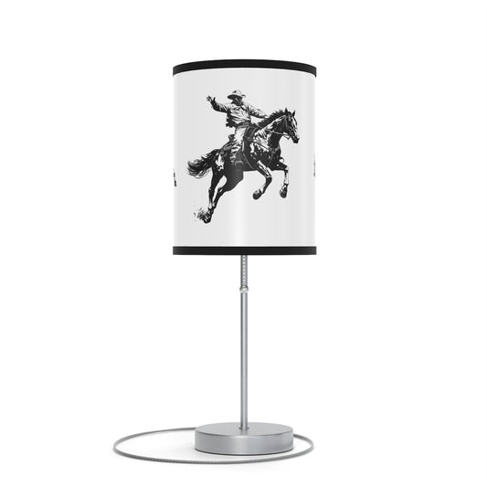 Cowboy Bronco Rider Lamp, 3 Black and White Ink Drawings Lamp, Horse Backriding - FlooredByArt