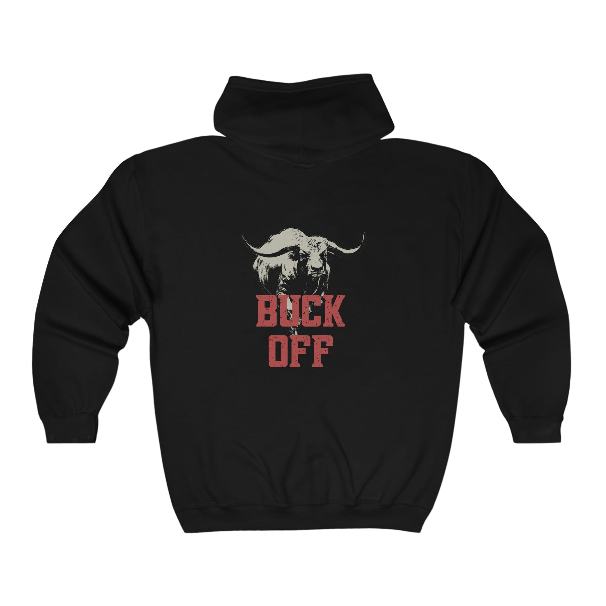 Cowboy Rodeo Full Zip Hoodie Jacket, "Buck Off" for Bull Rodeo Lover - FlooredByArt