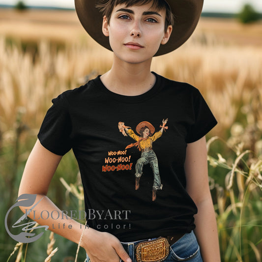 Cowgirl Western T-Shirt, Vintage 50s Graphic Western Shirt, Retro Cowgirl - FlooredByArt