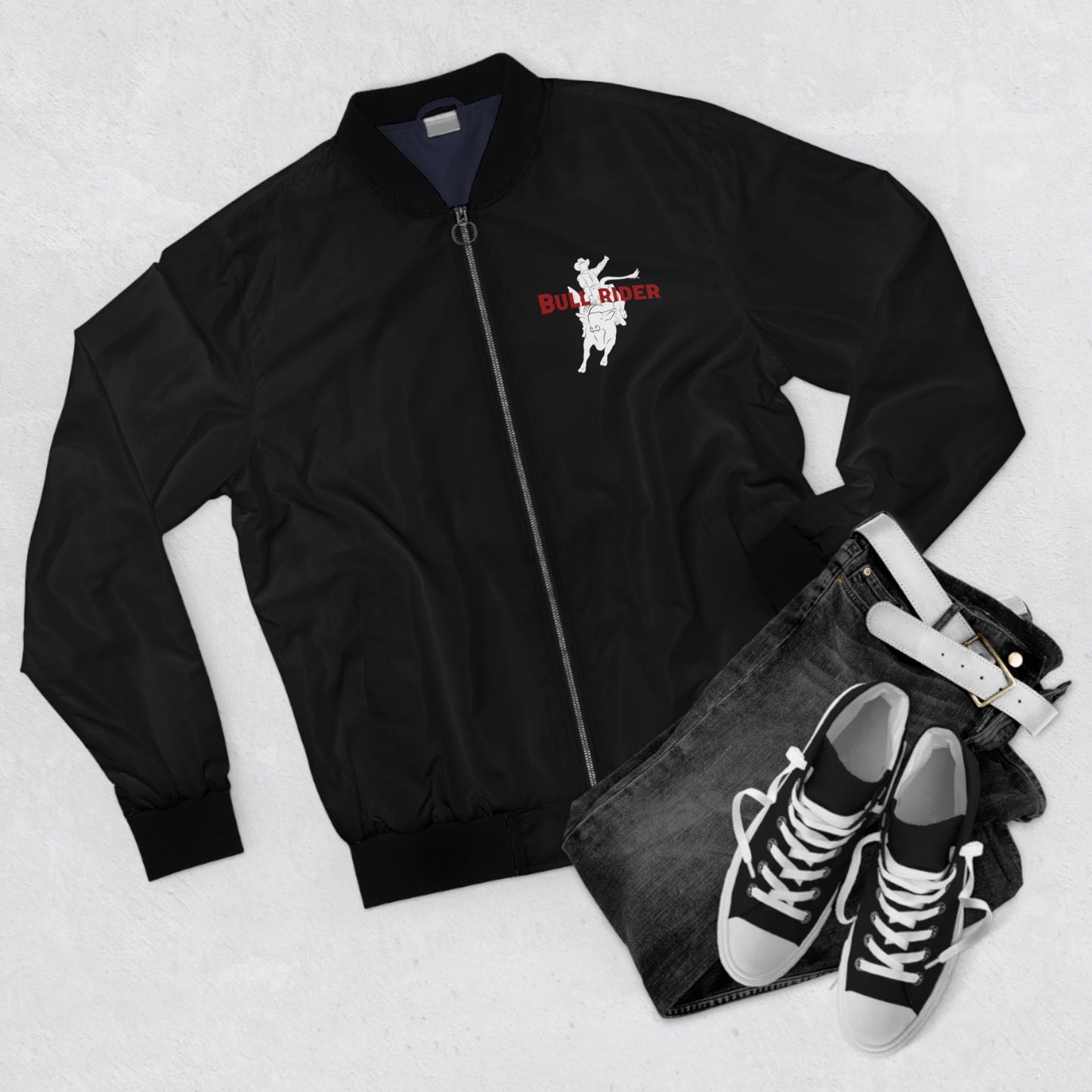Custom Bull Riding Bomber Jacket With State Outline on the Back, Bull Rider Gift - FlooredByArt