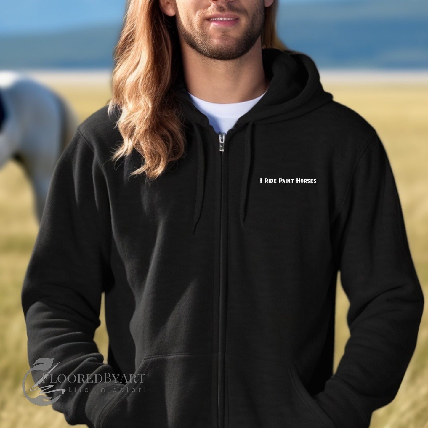 Customize Paint Horse Full Zip Jacket Sweatshirt, 2 Sides - FlooredByArt