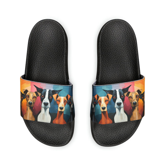 Cute Cartoon Dog Slide Sandals - Trendy Cartoon Dog Shoes, Loveable Mutt Shoes Dog Lover - FlooredByArt