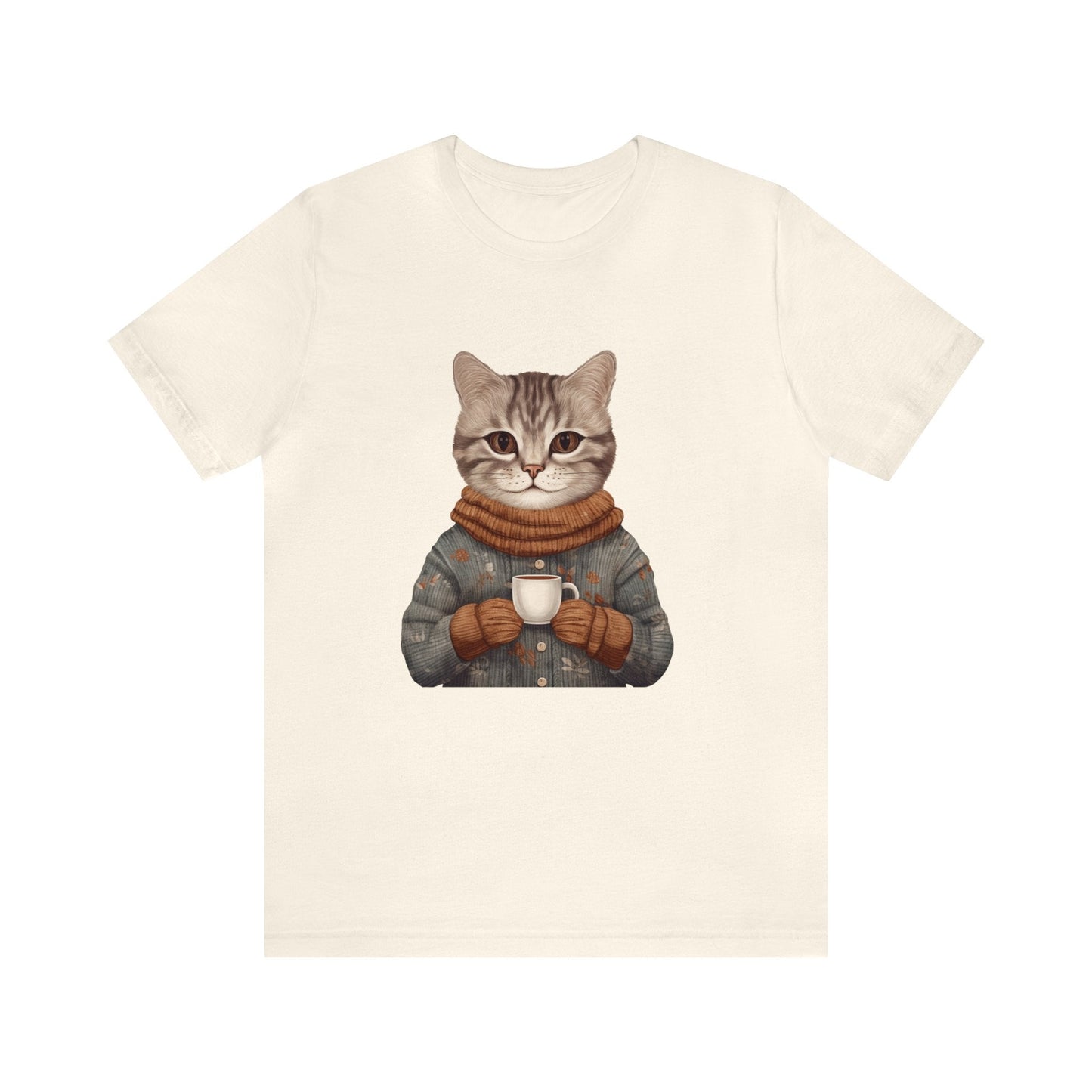 Cute Cat T-Shirt, Artistic Illustration of a Cat in a T-Shirt, Beautiful Astethic Cat Drawing - FlooredByArt