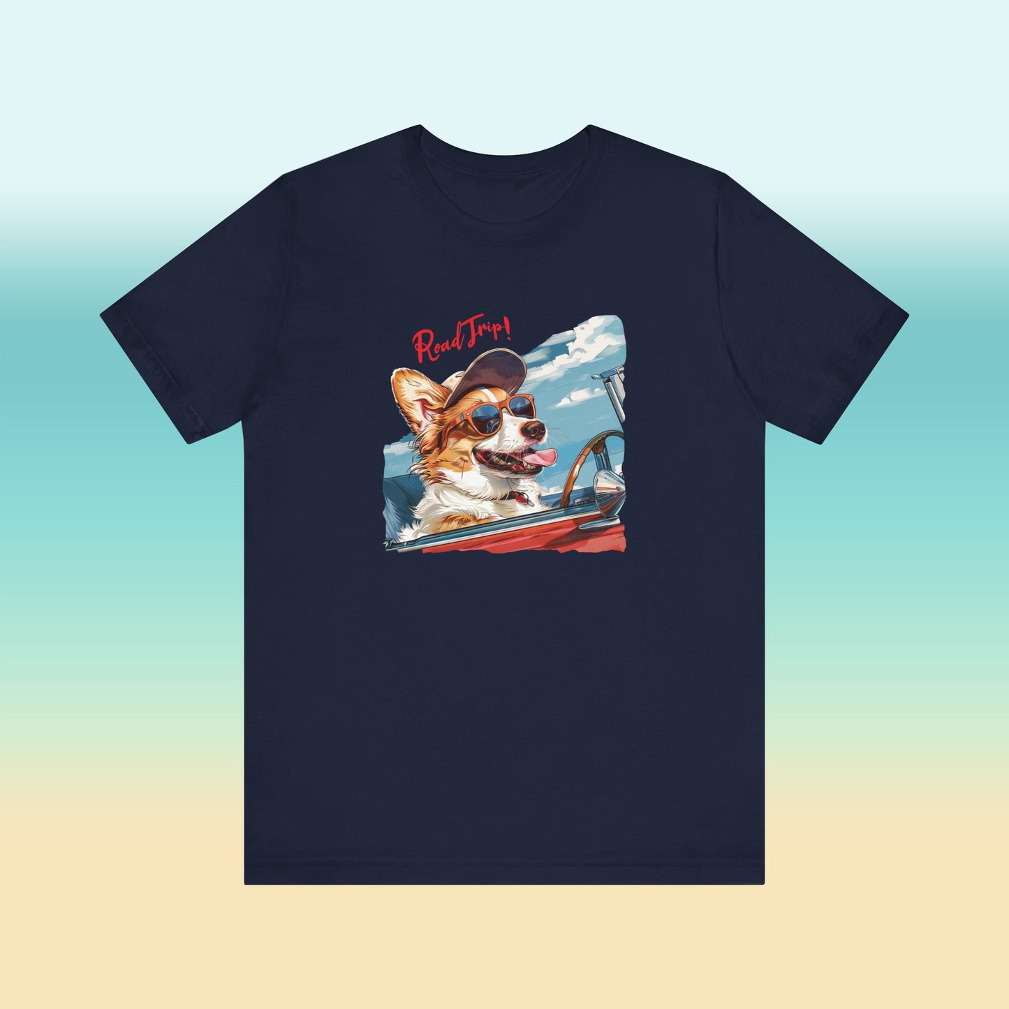 Cute Dog T-shirt, Road Trip Shirt, Original Corgi Dog Art Mom Dad Shirt, Cool Dog Shirts - FlooredByArt