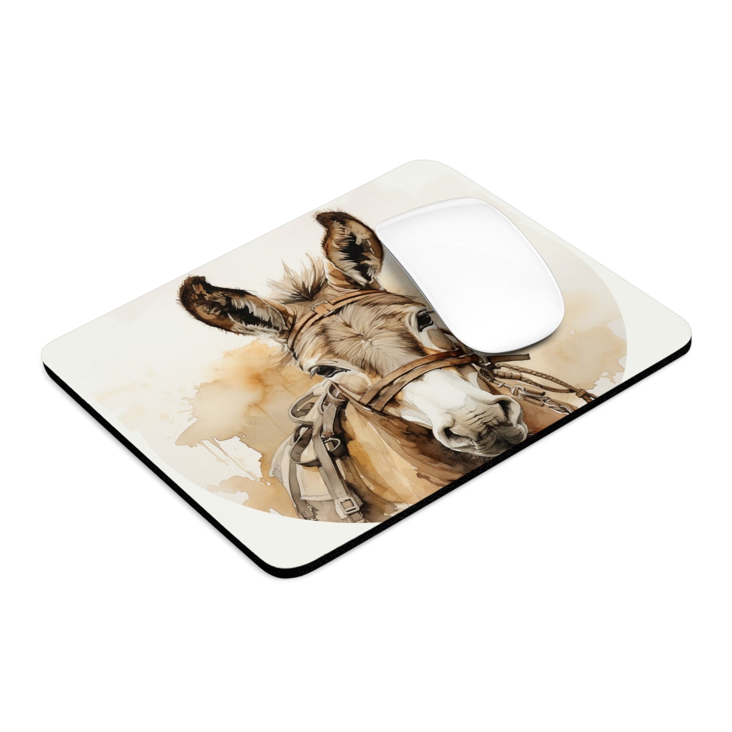 Cute Donkey in Harness Mouse Pad, Personalized Donkey Mouse Pad - FlooredByArt