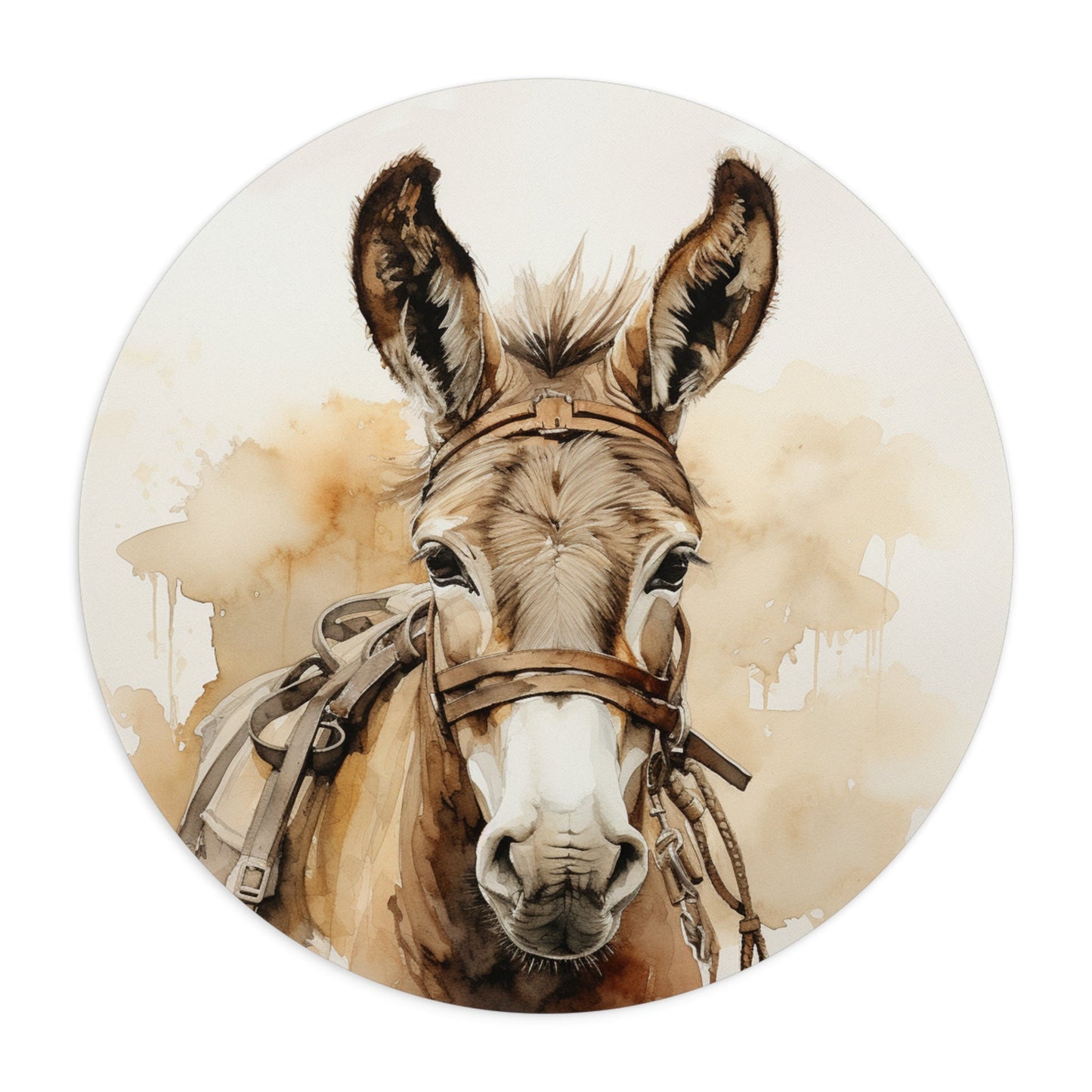 Cute Donkey in Harness Mouse Pad, Personalized Donkey Mouse Pad - FlooredByArt