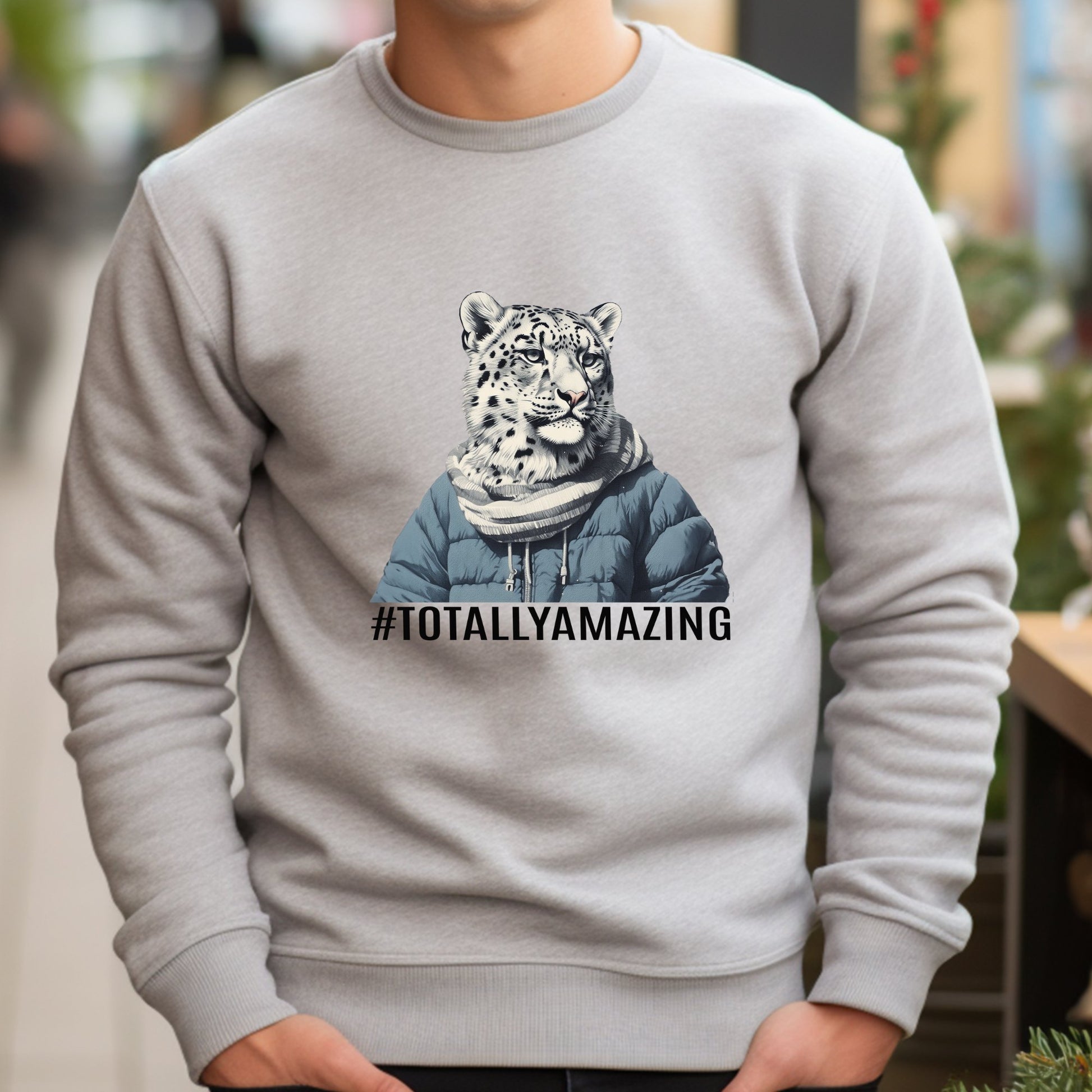 Cute Leopard Sweatshirt, #TOTALLYAMAZING Sweater, Whimsical Leopard - FlooredByArt