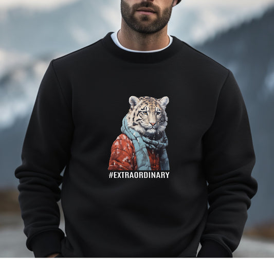 Cute Tiger Sweatshirt, #EXTRAORDINARY Sweater, Mens Shirt, Whimsical Tiger Shirt - FlooredByArt