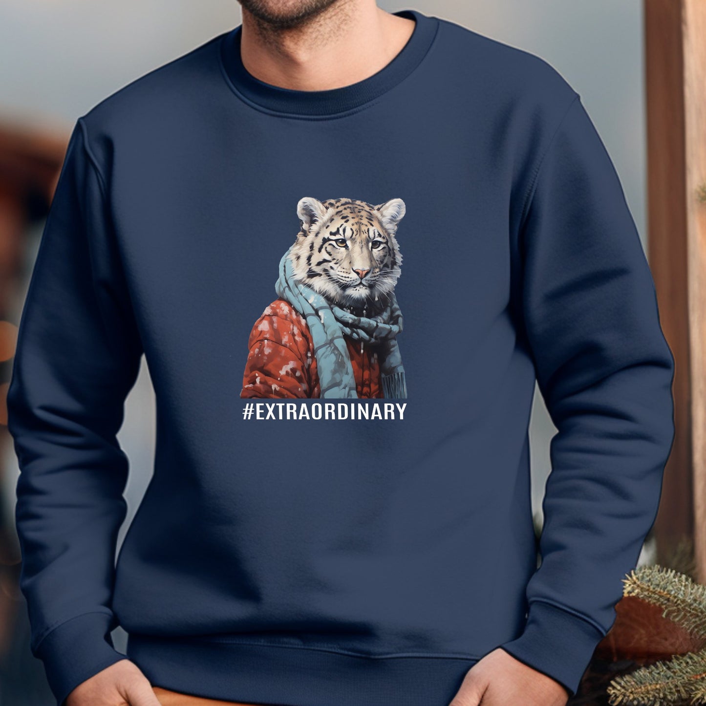 Cute Tiger Sweatshirt, #EXTRAORDINARY Sweater, Mens Shirt, Whimsical Tiger Shirt - FlooredByArt