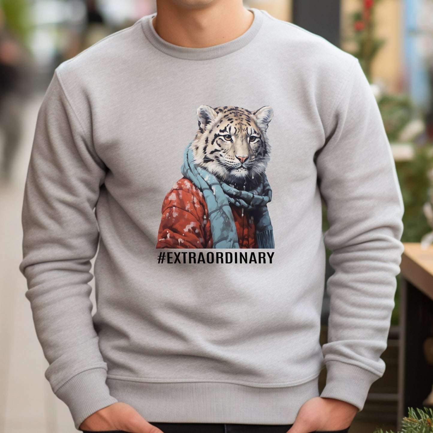 Cute Tiger Sweatshirt, #EXTRAORDINARY Sweater, Mens Shirt, Whimsical Tiger Shirt - FlooredByArt