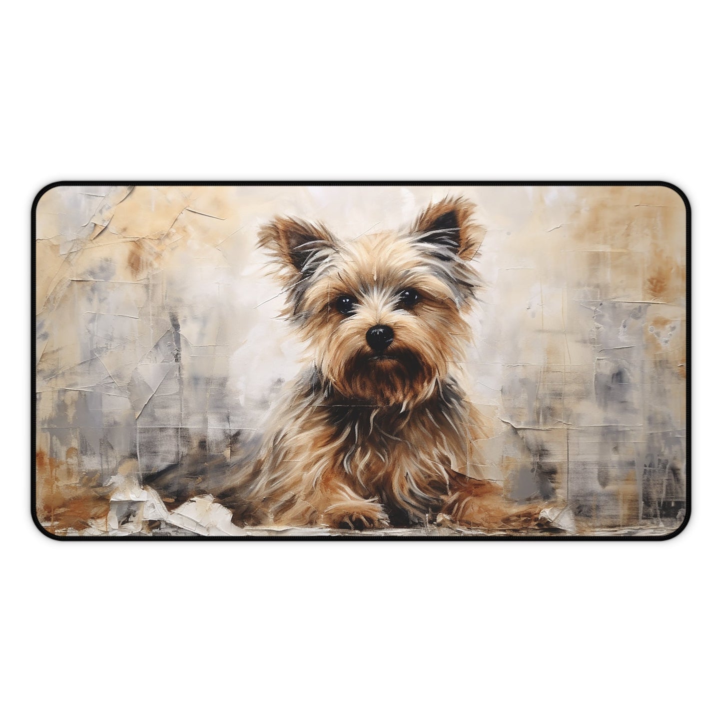 Cute Yorkie Large Mouse Pad, Part of Dog Art Collection Desk Mats - FlooredByArt