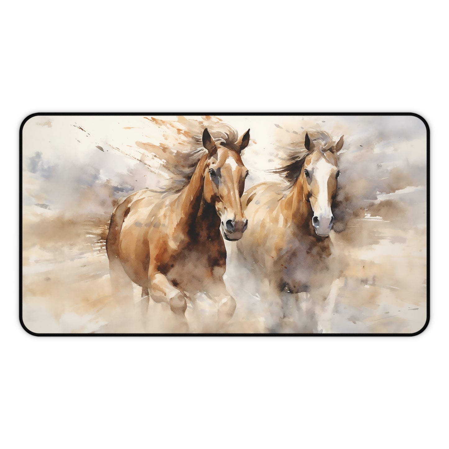 Desk Mat, Wild Horse in a Beautiful Watercolor XL Desk Mat - Galloping Mustang Horses MousePad, Horse Lover, Horse Person Gift,Trainer Gift - FlooredByArt