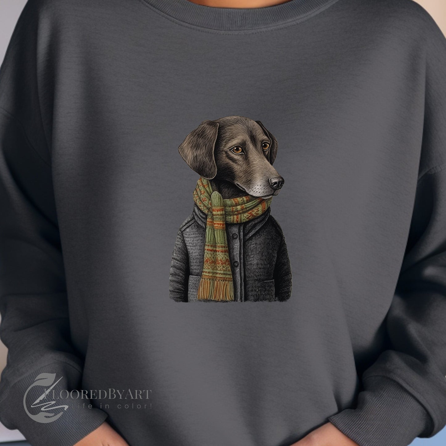 Dog Sweatshirt, Dogs in Sweaters Collection, Unique Boho Design Shirt - FlooredByArt