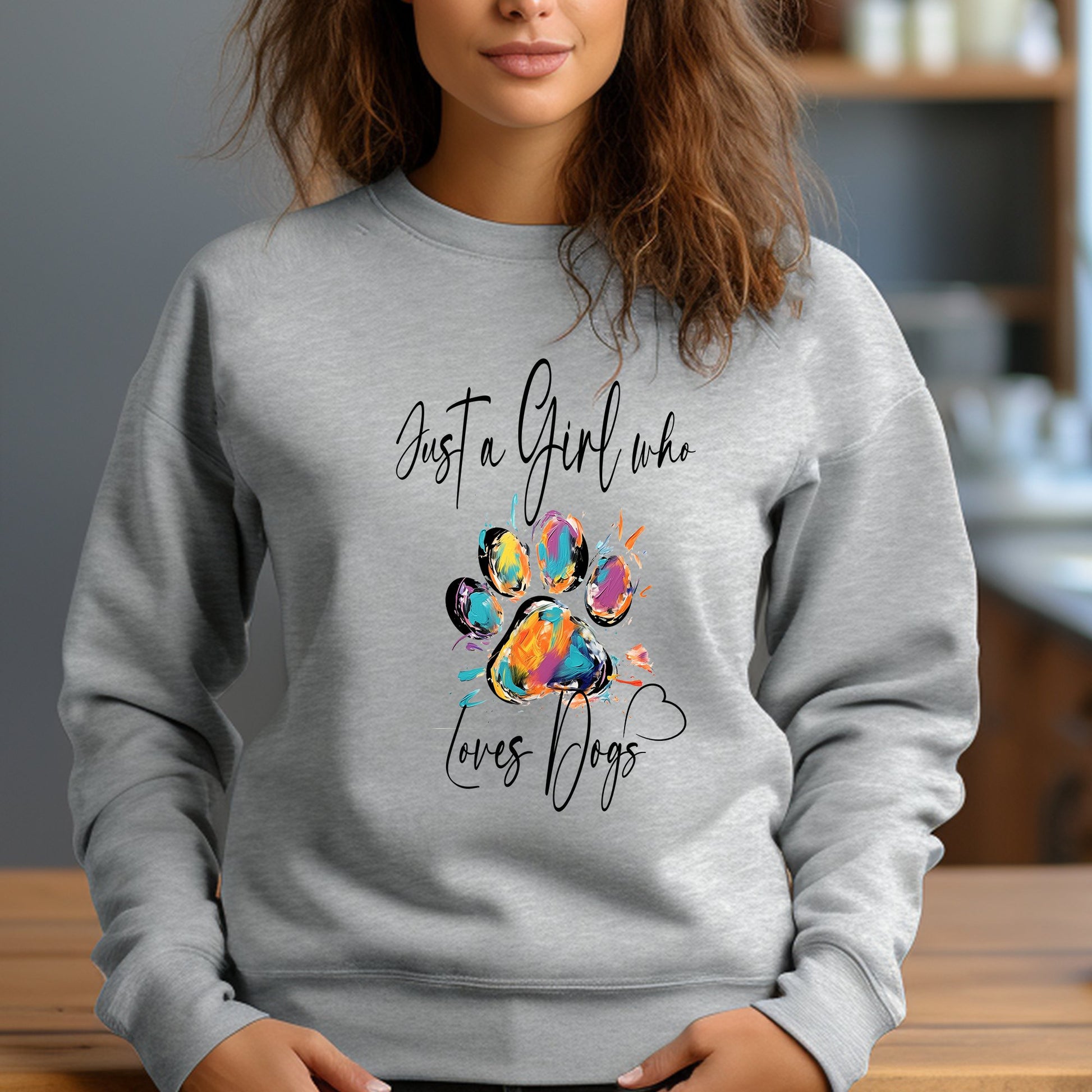 Dog Sweatshirt, Just A Girl Who Loves Dogs Sweater For a Dog Lover - FlooredByArt