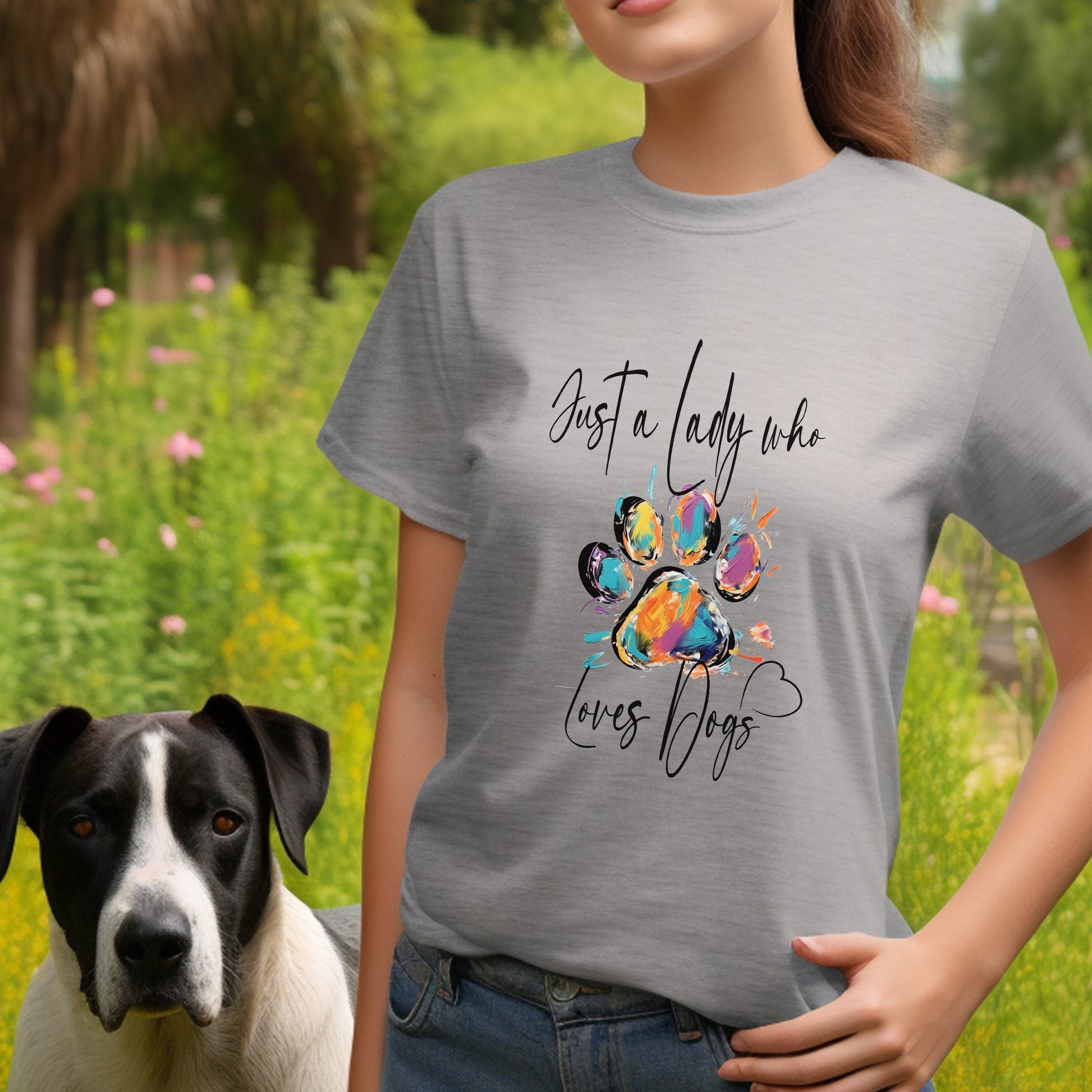 Dog T-shirt, Just A "Lady" Who Loves Dogs T-shirt, Gift For a Dog Lover - FlooredByArt