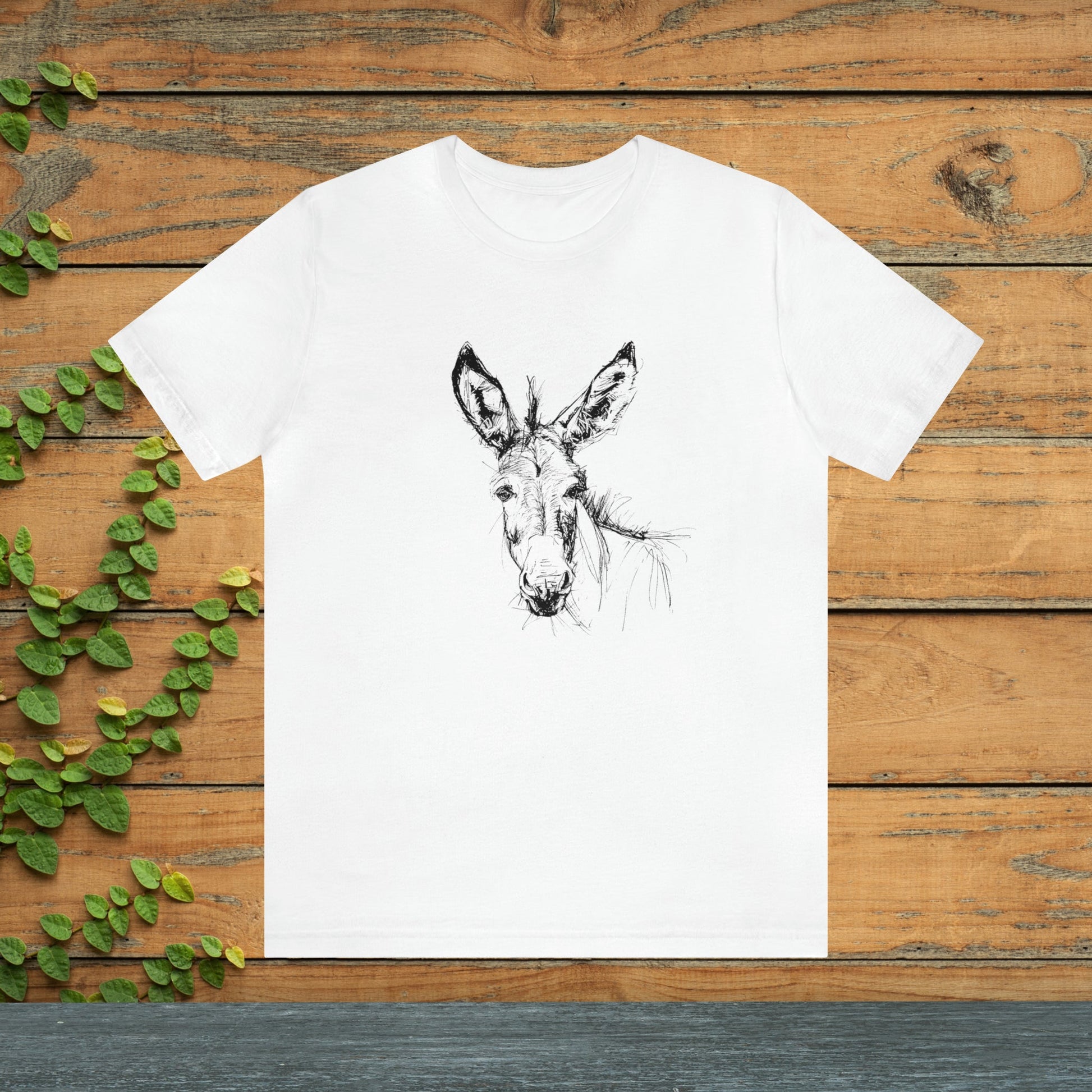 Donkey T-Shirt, Line Drawing on Unisex T-Shirt, Man or Woman Tees - FlooredByArt