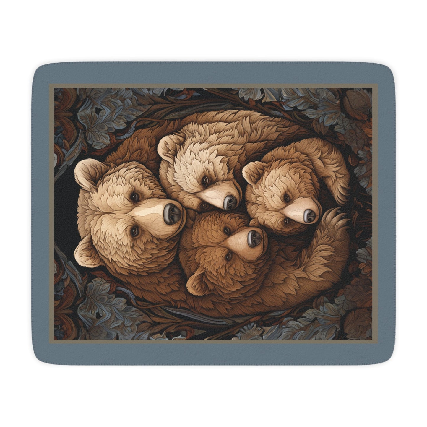 Family Bear Hug Blanket, Personalized Family Throw Coverlet, Customized Named Blanket - FlooredByArt