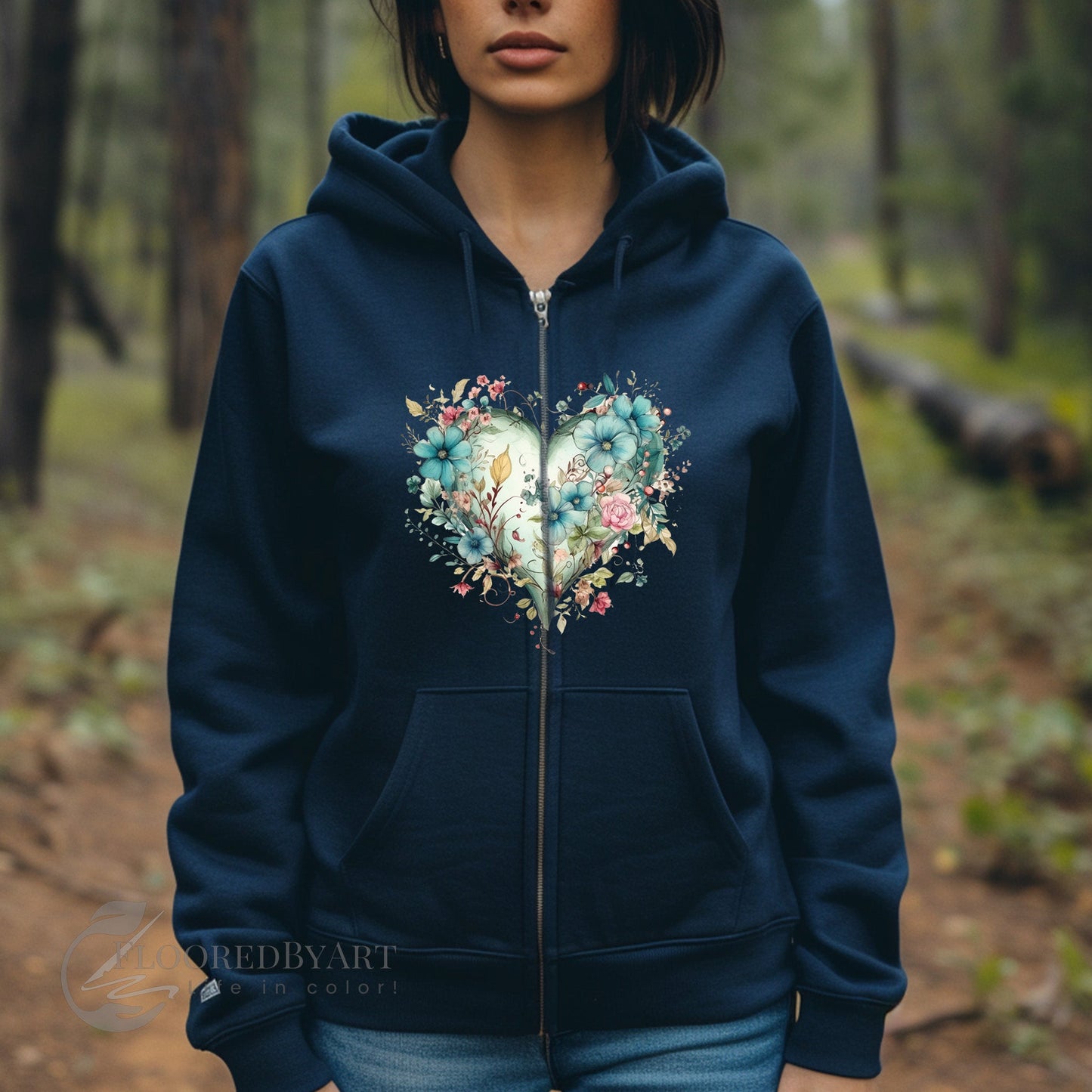 Flower Art Full Zip Jacket, Gift For Her, Country Wildflower Hoodie Aesthetic - FlooredByArt