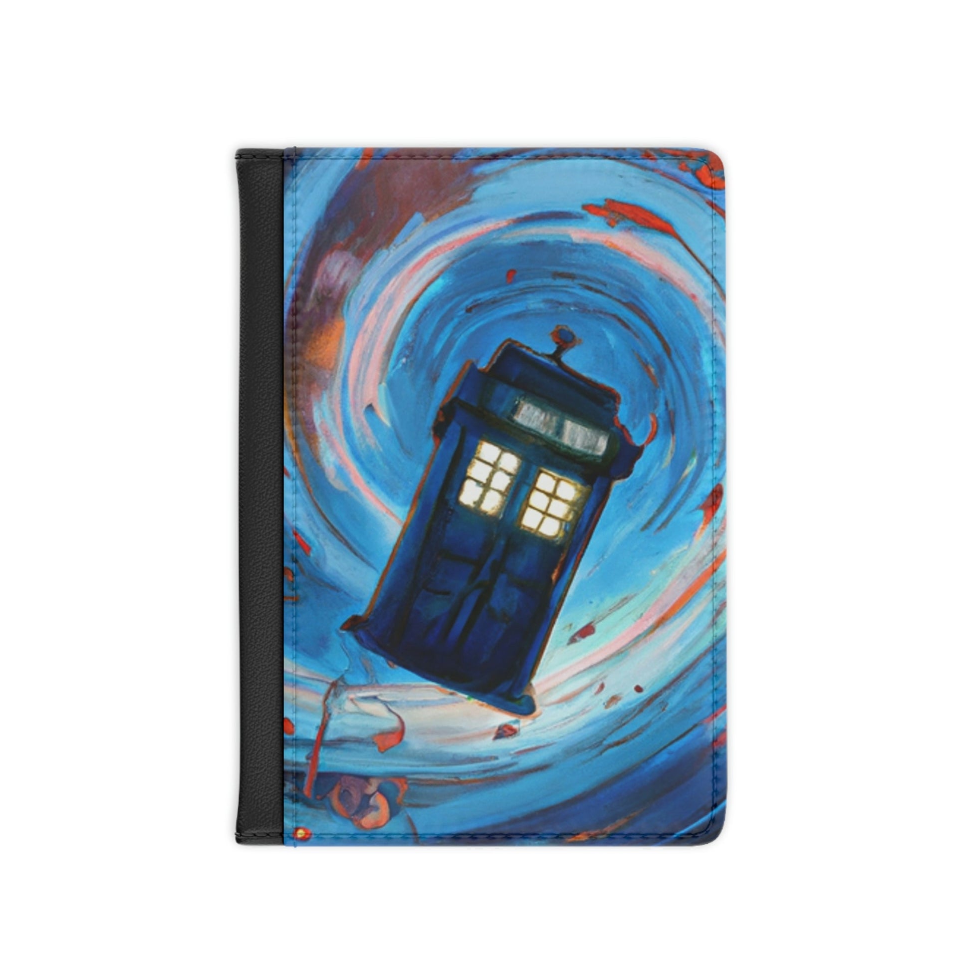 Flying Phone Box Passport Cover, Original Artwork of Police Box - FlooredByArt