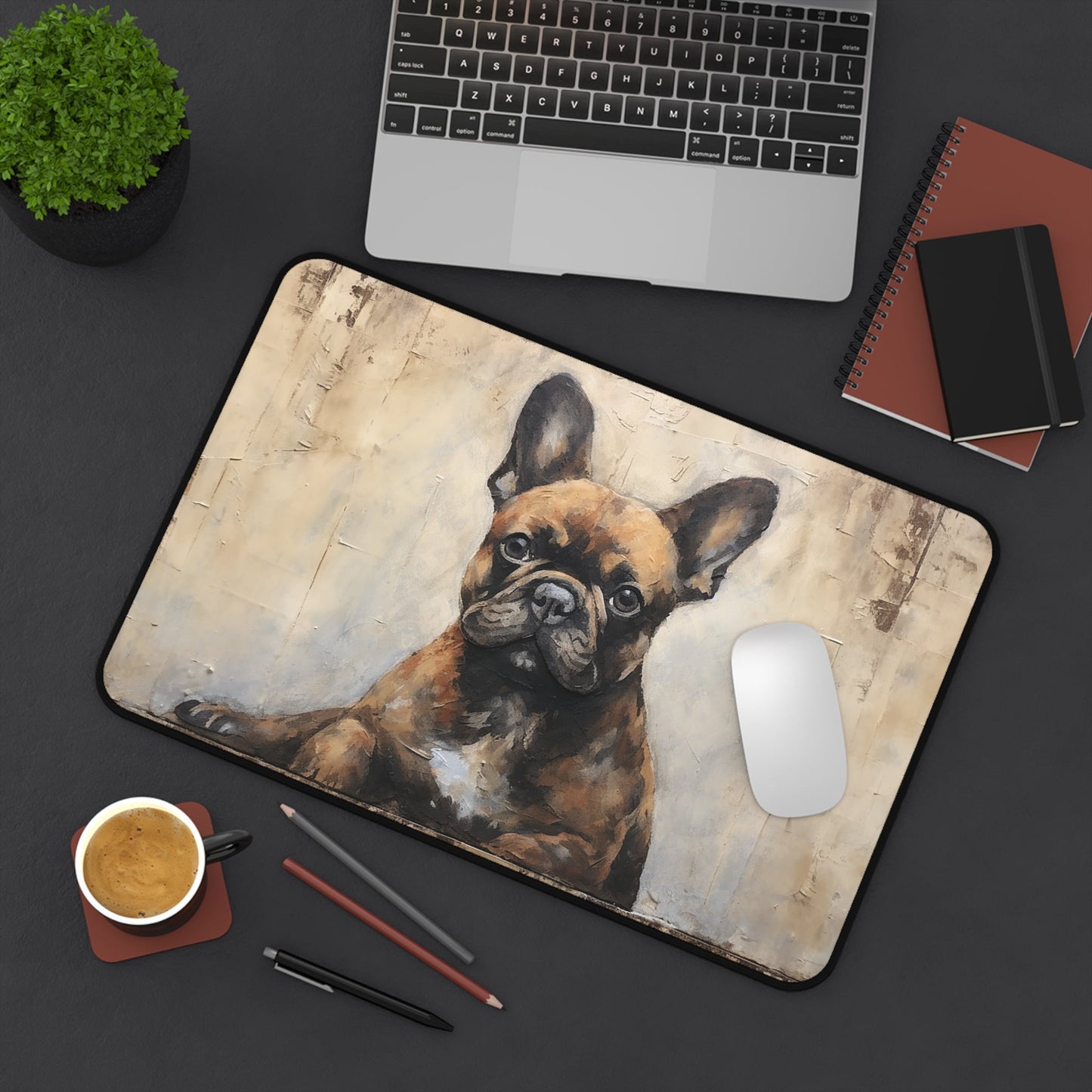 French Bulldog Art Large Mouse Pad, Part of Dog Collection Desk Mats, Gaming, Home Office - FlooredByArt