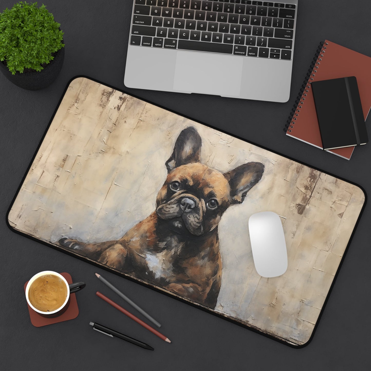 French Bulldog Art Large Mouse Pad, Part of Dog Collection Desk Mats, Gaming, Home Office - FlooredByArt