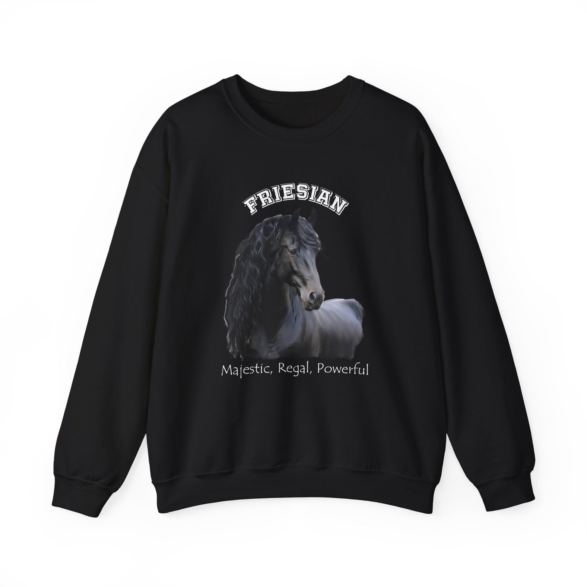 Friesian Horse Shirt, The Majestic Friesian Horse Sweatshirt, Horse Shirt, English Riders Shirt, Show Horses, Dressage, Horse Lover - FlooredByArt