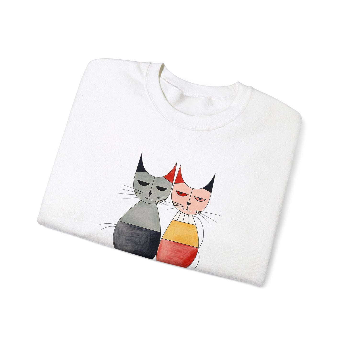 Funny Boho Cats Sweatshirt, Mid Century Modern Atomic Cat Styling Design - FlooredByArt