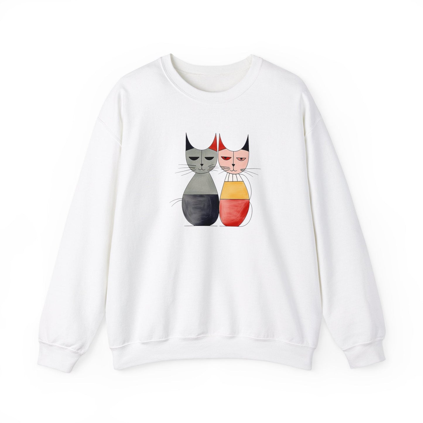 Funny Boho Cats Sweatshirt, Mid Century Modern Atomic Cat Styling Design - FlooredByArt