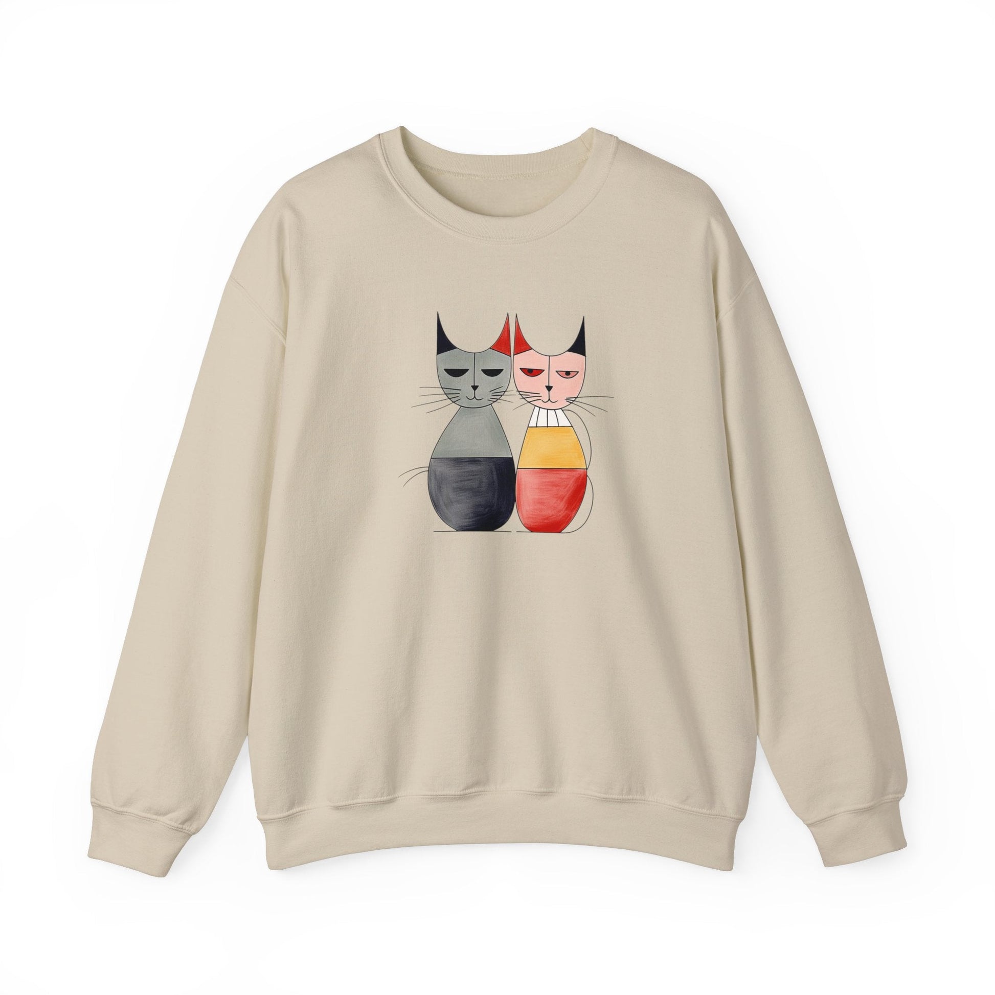 Funny Boho Cats Sweatshirt, Mid Century Modern Atomic Cat Styling Design - FlooredByArt