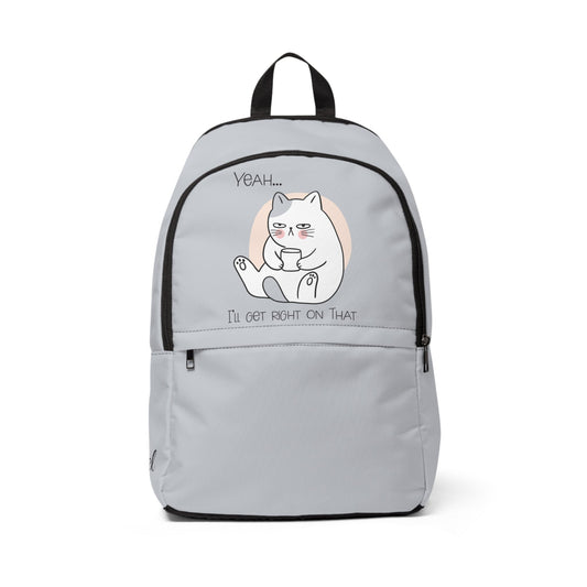 Funny Cat Backpack, Grumpy Cat Bookbag, Funny Cat - titude Bag - FlooredByArt