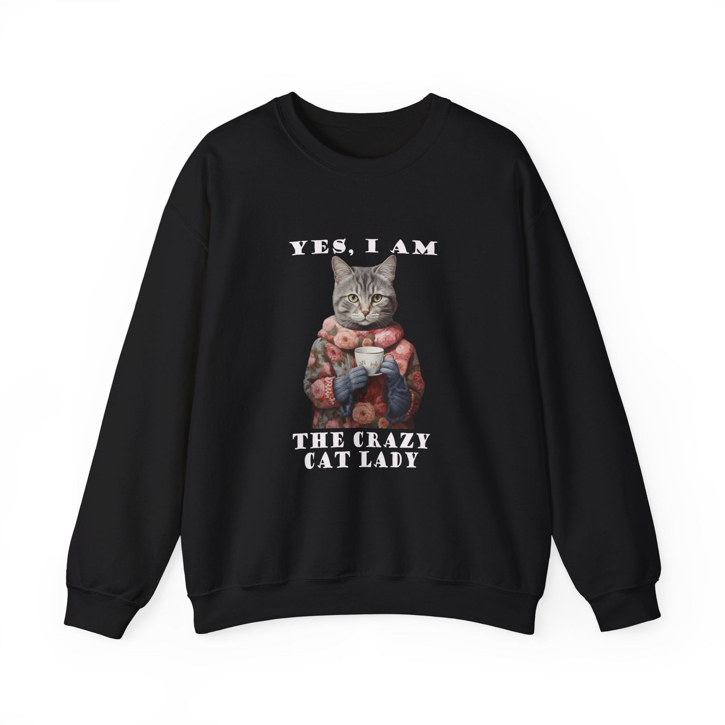 Funny Cat Sweatshirt, GrayTabby Cat Shirt, "I am the crazy cat woman", Cat Lover Gift - FlooredByArt
