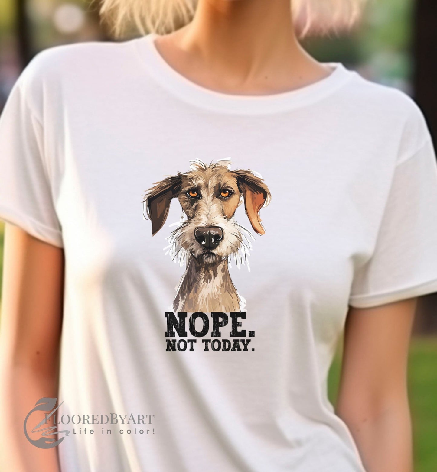 Funny Dog Tshirt - "Nope. Not today" Dog Lovers T-shirt, Funny Cartoon T-shirt - FlooredByArt