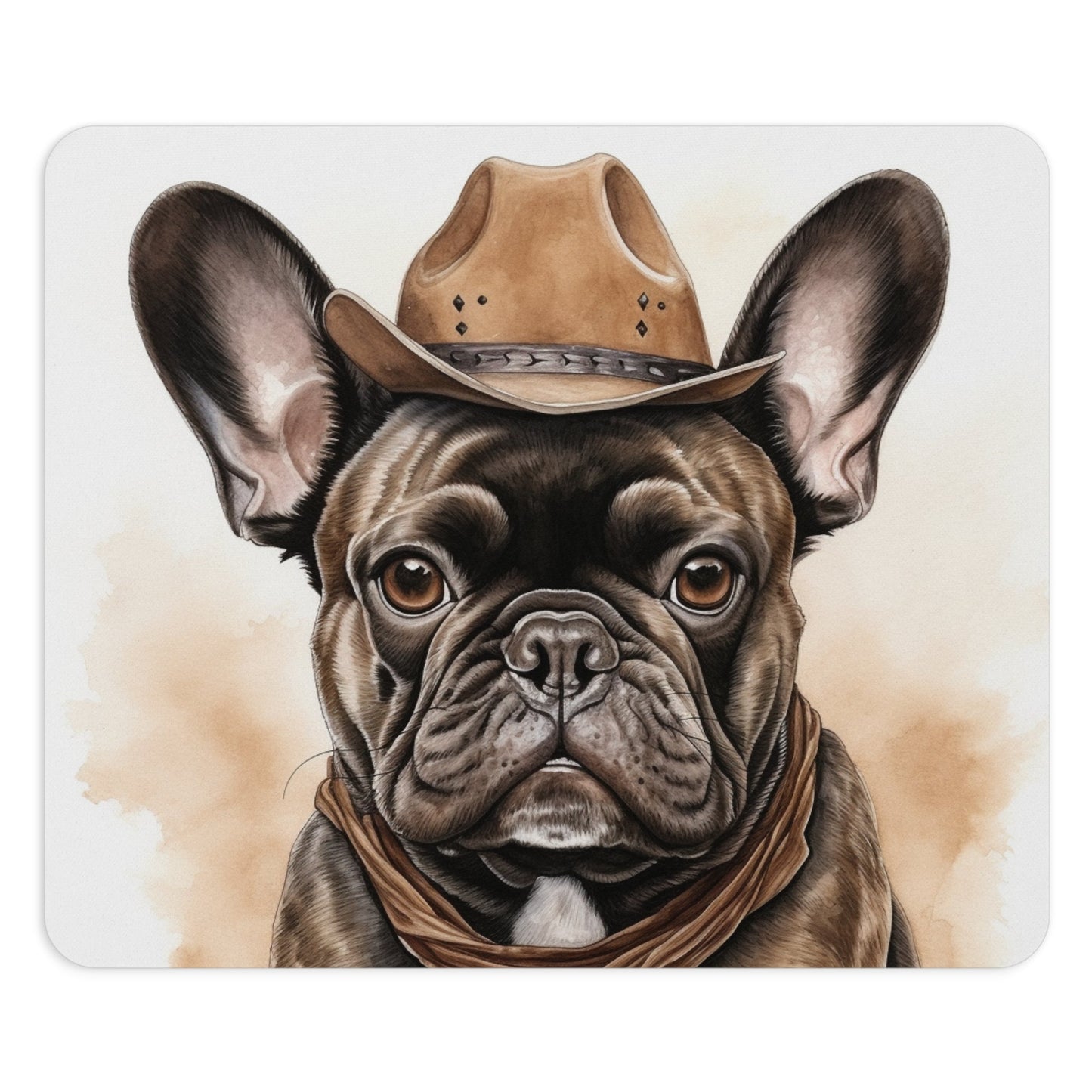 Funny French Bulldog Cowboy Art Mouse Pad, Personalized Western Mouse Pad - FlooredByArt