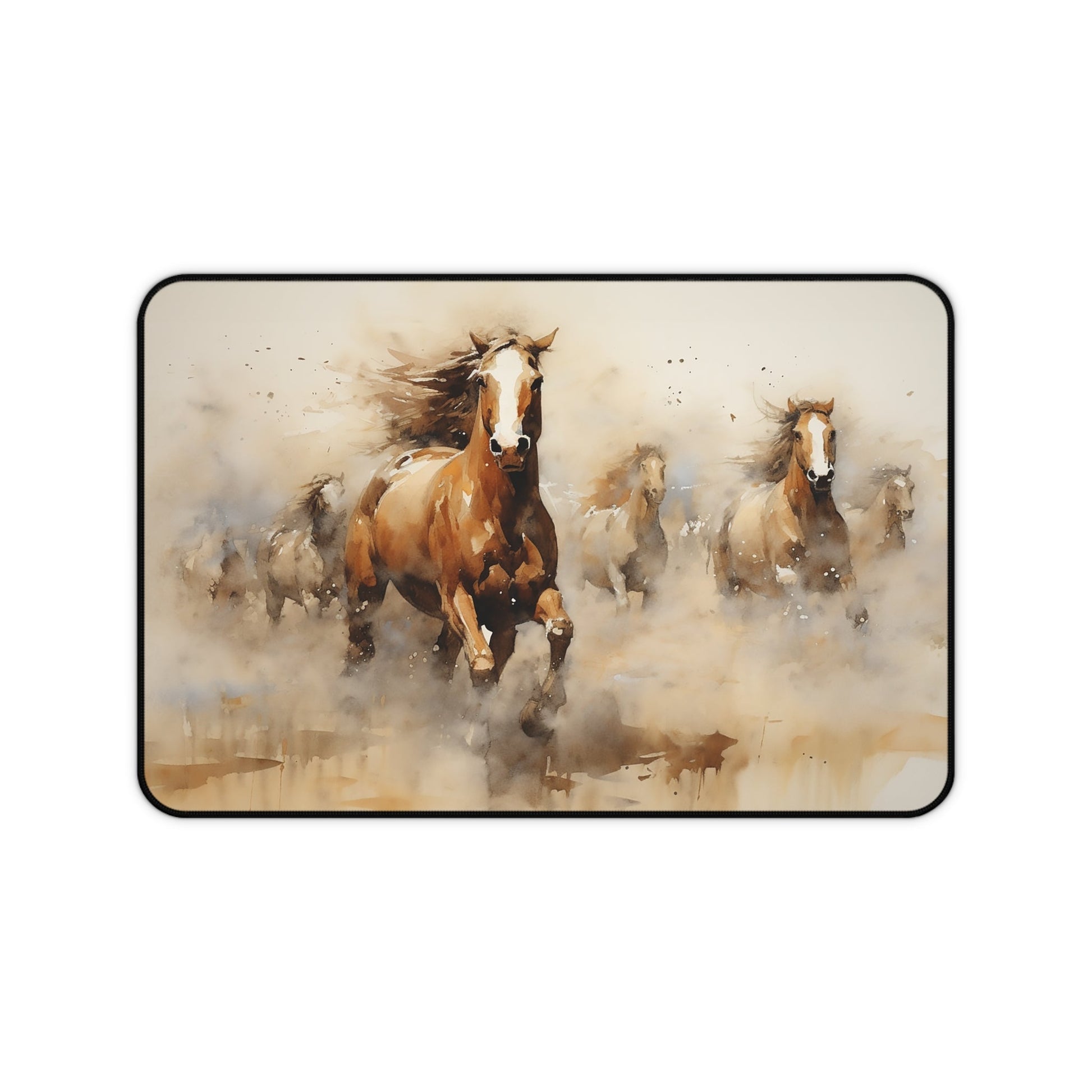 Galloping Wild Horses MousePad / Desk Mat, Wild Mustang Horse in a Beautiful Watercolor XL Desk Mat - Horse Love, Gift for Horse Person - FlooredByArt