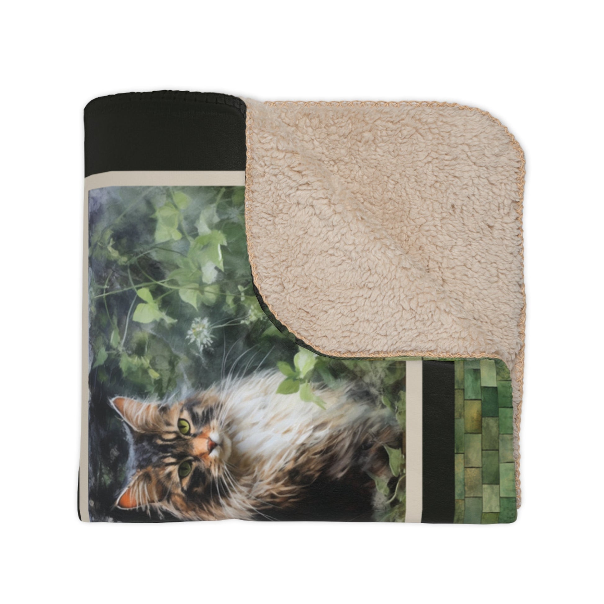 Garden Cat Art Blanket Throw, Cottage Garden Cats Gallery Coverlet - Garden Lover - FlooredByArt