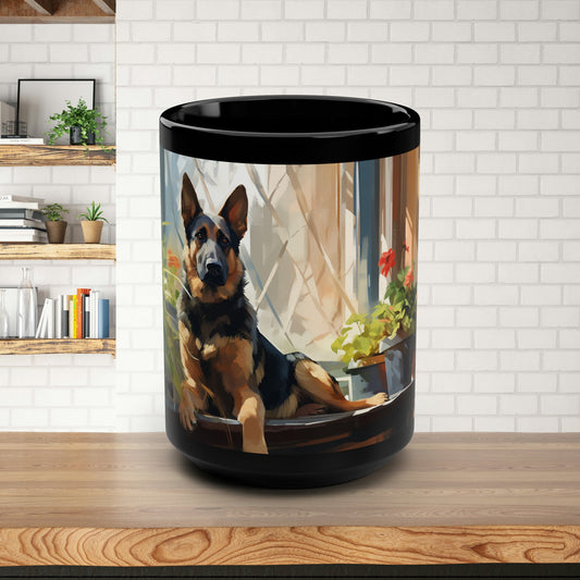 German Shepard Dog Mug, Personalized Mug, Watercolor Painting, Dog Lover Gift - FlooredByArt