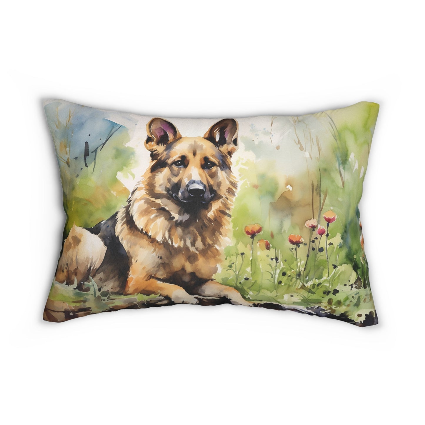 German Shepherd Dog Theme Throw Pillow, Loveable German Shepherd Lumbar Support, Decorative for Home Decor, Unique Accent, Wedding Gift - FlooredByArt