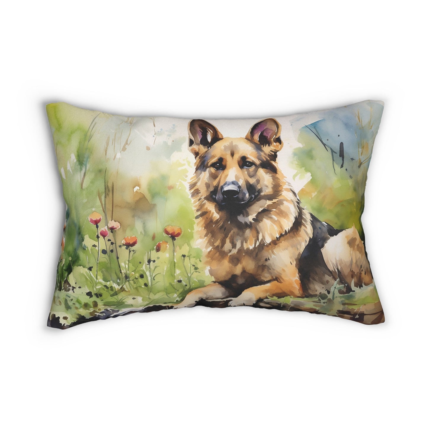 German Shepherd Dog Theme Throw Pillow, Loveable German Shepherd Lumbar Support, Decorative for Home Decor, Unique Accent, Wedding Gift - FlooredByArt