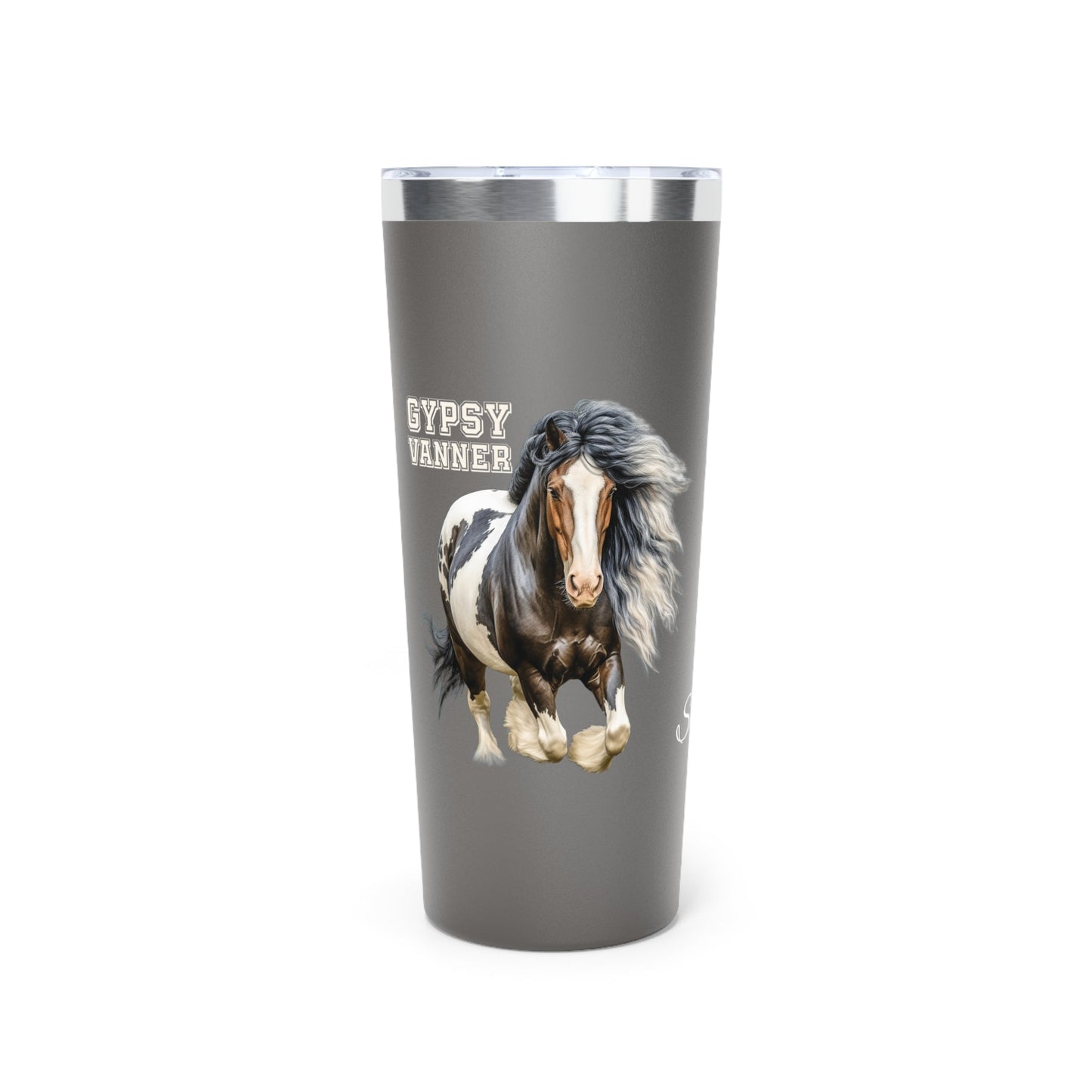 Gypsy Vanner Horse 22oz Personalized Tumbler - Beautiful Vanner Cob Horse Cup for Gypsy Horse Lover - FlooredByArt