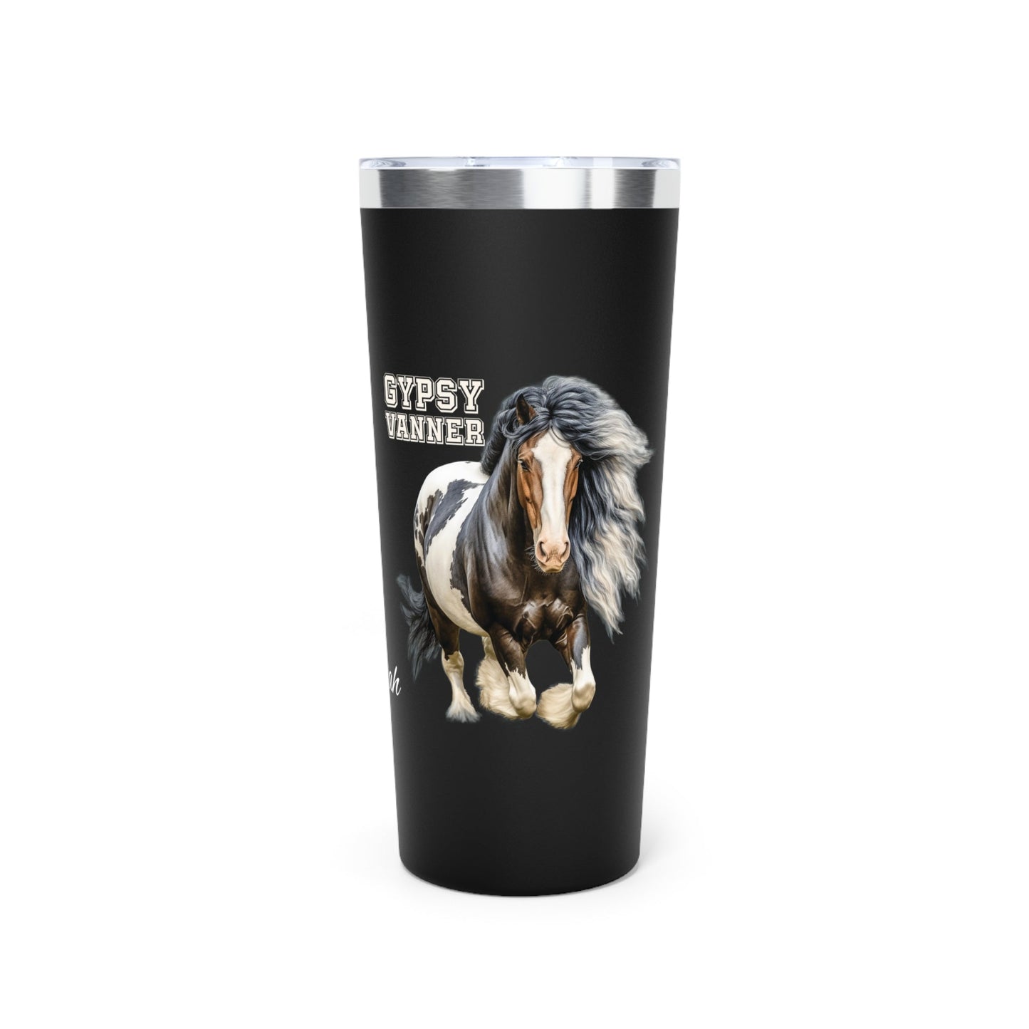 Gypsy Vanner Horse 22oz Personalized Tumbler - Beautiful Vanner Cob Horse Cup for Gypsy Horse Lover - FlooredByArt
