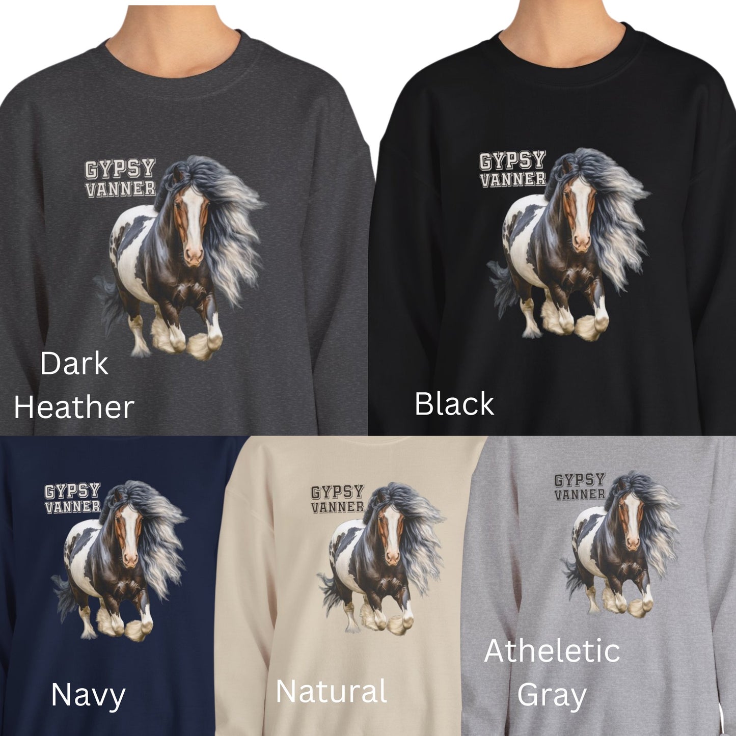 Gypsy Vanner Horse Sweatshirt - Catch the Gypsy Spirit - Vanner Cob Horse Lover, Owner, Mom, Dad Gift, Shirt, Hoodie,T-shirt, Original Art - FlooredByArt