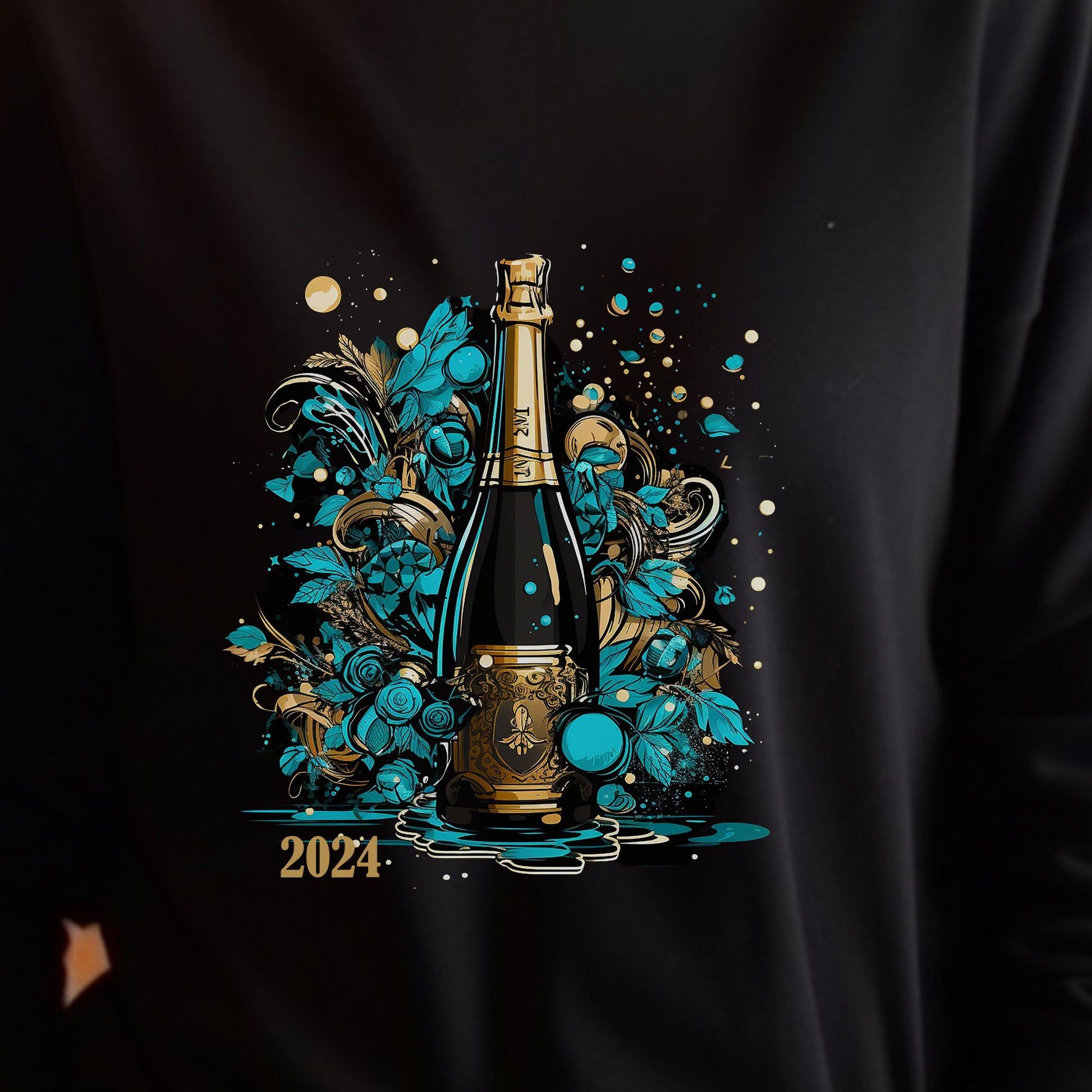 Happy New Year Sweatshirt, Style # 3,Party T-shirt, Happy New Year 2024 - FlooredByArt