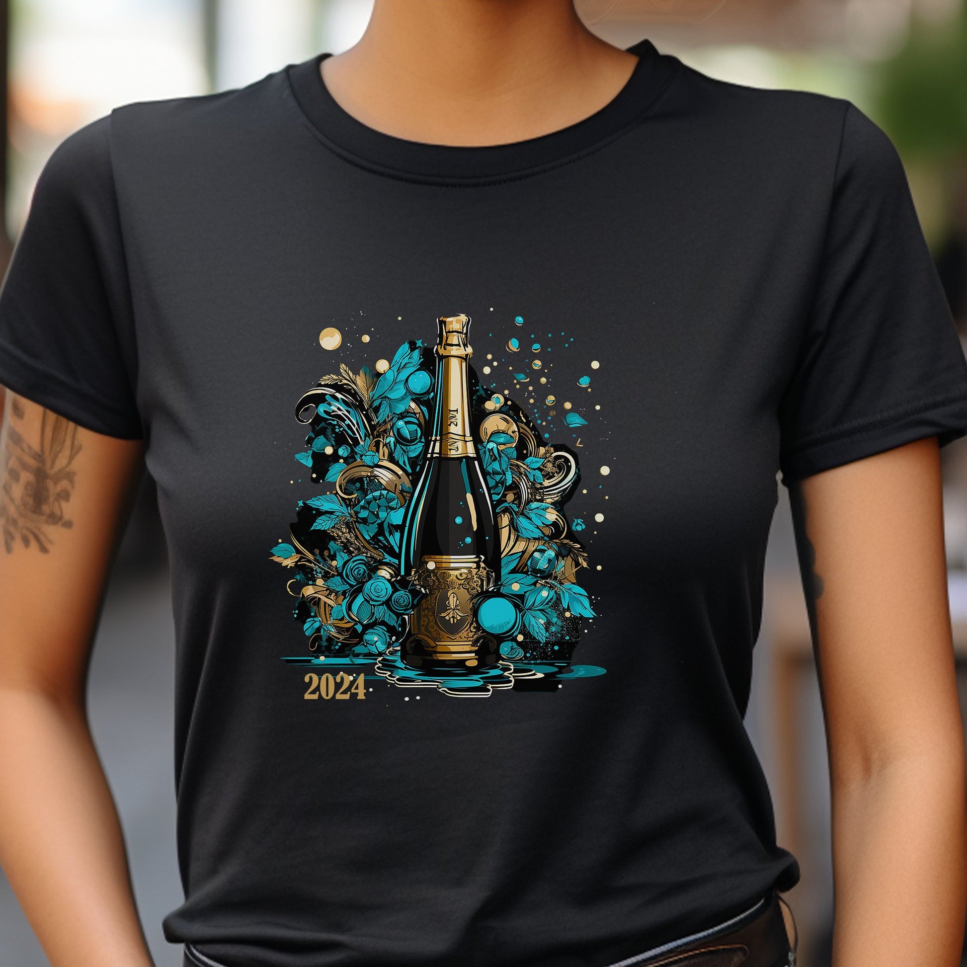 Happy New Year Sweatshirt, Style # 3,Party T-shirt, Happy New Year 2024 - FlooredByArt