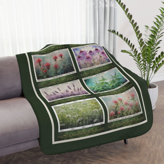 Herb Garden Blanket Throw, Cottage Garden Art Gallery Coverlet - Garden Lover - FlooredByArt