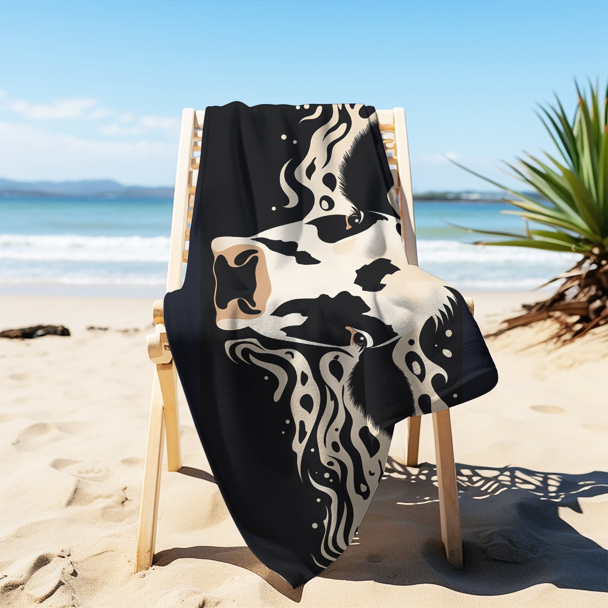 Holstein Cow Western Boho Beach Cloth Shawl: Multi-Use Towel, Blanket, Shawl, Cover-up - FlooredByArt