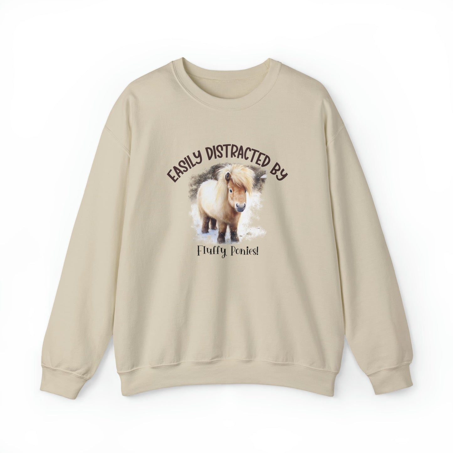 Horse Lovers Sweatshirt, Fluffy Ponies Cozy Comfy Sweatshirt Fall Winter - FlooredByArt
