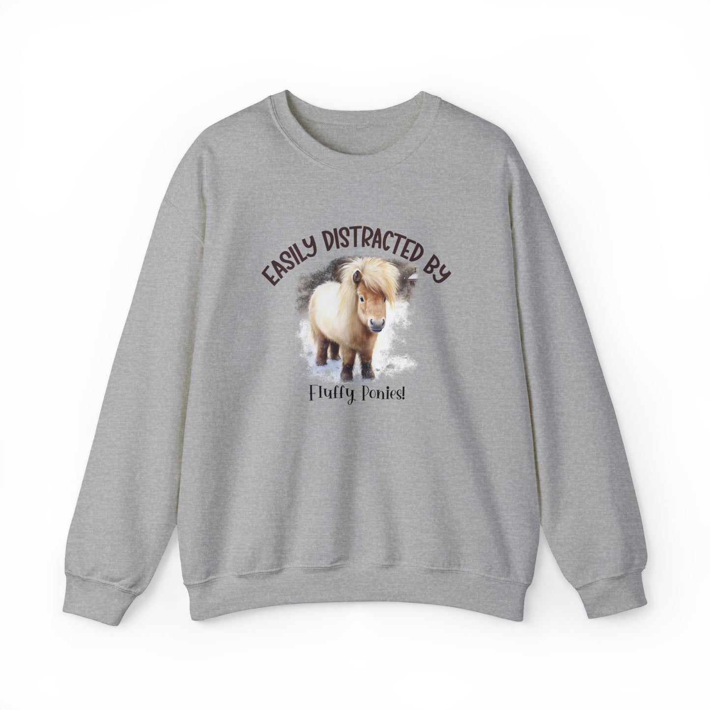 Horse Lovers Sweatshirt, Fluffy Ponies Cozy Comfy Sweatshirt Fall Winter - FlooredByArt